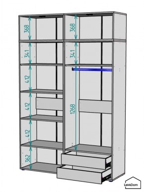 Шкаф с антресолью Linnea MHR-4A-2 2450х1600х510 (Белый-М 11.1.2) в Невьянске - nevyansk.ok-mebel.com | фото 2