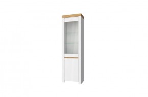 Шкаф с витриной  1V1D, TAURUS, цвет белый/дуб вотан в Невьянске - nevyansk.ok-mebel.com | фото 1