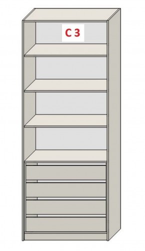 Шкаф СТАНДАРТ С3 4 ящика серия "ГЕСТИЯ" (Бело-серый/Дуб Небраска натуральный ) 800*520*2300 в Невьянске - nevyansk.ok-mebel.com | фото 2