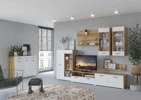 Стенка НЕНСИ 3 (Крафт золотой/Белый глянец) в Невьянске - nevyansk.ok-mebel.com | фото 3