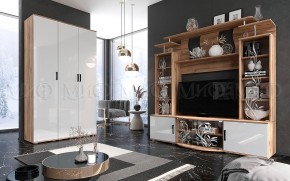 Стенка Виста (Белый глянец/Дуб крафт) в Невьянске - nevyansk.ok-mebel.com | фото 3