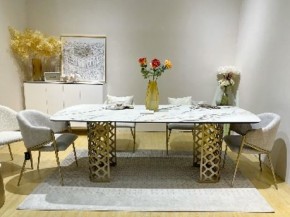 Стол CHIAVARI 220 KL-188 Контрастный мрамор матовый, итальянская керамика / Шампань, ®DISAUR в Невьянске - nevyansk.ok-mebel.com | фото 2