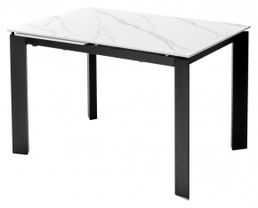 Стол CORNER 120 MATT WHITE MARBLE SOLID CERAMIC / BLACK, ®DISAUR в Невьянске - nevyansk.ok-mebel.com | фото