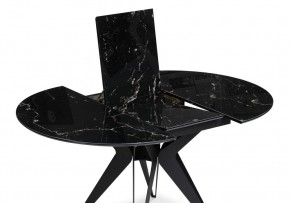 Стол стеклянный Рикла 110(150)х110х76 черный мрамор / черный в Невьянске - nevyansk.ok-mebel.com | фото 4