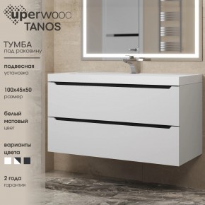 Тумба под раковину Uperwood Tanos 100 см, подвесная, белая/графит в Невьянске - nevyansk.ok-mebel.com | фото 3