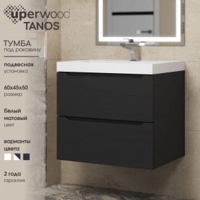 Тумба под раковину Uperwood Tanos 60 см, подвесная, черная матовая в Невьянске - nevyansk.ok-mebel.com | фото 3
