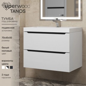 Тумба под раковину Uperwood Tanos 70 см, подвесная, белая/графит в Невьянске - nevyansk.ok-mebel.com | фото 3