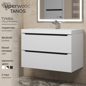 Тумба под раковину Uperwood Tanos 80 см, подвесная, белая/графит в Невьянске - nevyansk.ok-mebel.com | фото 3