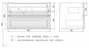 Тумба под раковину Uperwood Tanos 80 см, подвесная, белая/графит в Невьянске - nevyansk.ok-mebel.com | фото 7