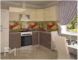 Кухонный гарнитур угловой Волна 2100 (ваниль/капучино) в Невьянске - nevyansk.ok-mebel.com | фото 1